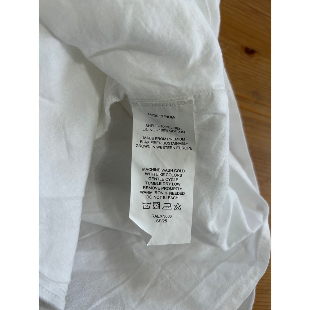 Quince White 100% European Linen Popover Mini Dress M Coastal Vacation Resort - Picture 8 of 8